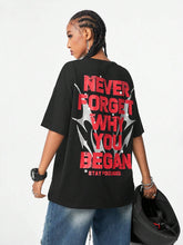 Hip-Hop Oversized Drop Shoulder Blurred Portrait Graphic Print T-Shirt